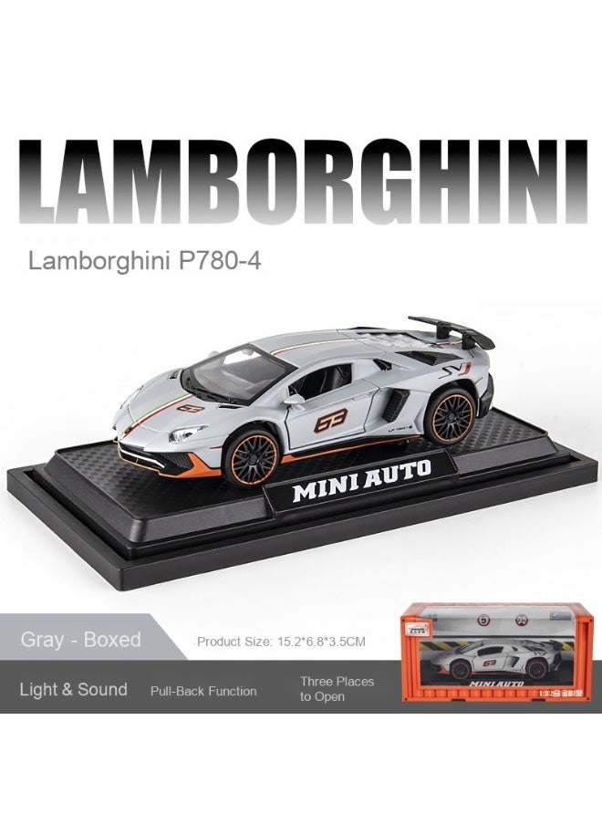 1:32 Lamborghinis LP780 SVJ Diecasts Toy Vehicles Car Model Alloy Boys Toy Car Simulation Sound Light Collectibles Kids Toy Gift