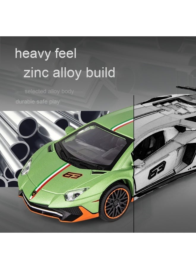 1:32 Lamborghinis LP780 SVJ Diecasts Toy Vehicles Car Model Alloy Boys Toy Car Simulation Sound Light Collectibles Kids Toy Gift
