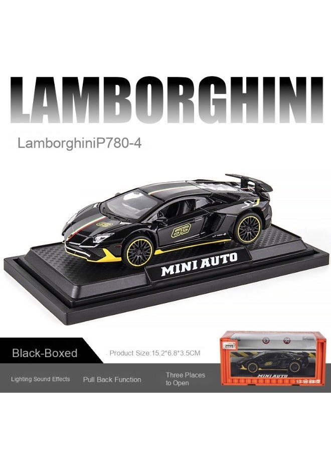 1:32 Lamborghinis LP780 SVJ Diecasts Toy Vehicles Car Model Alloy Boys Toy Car Simulation Sound Light Collectibles Kids Toy Gift