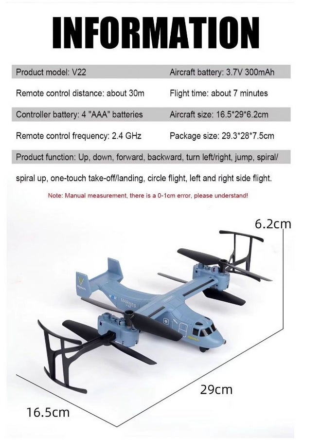 Syma Revolt V22 One-Key Takeoff RC Helicopter (Blue, 29 x 16.5 x 6.2 cm)