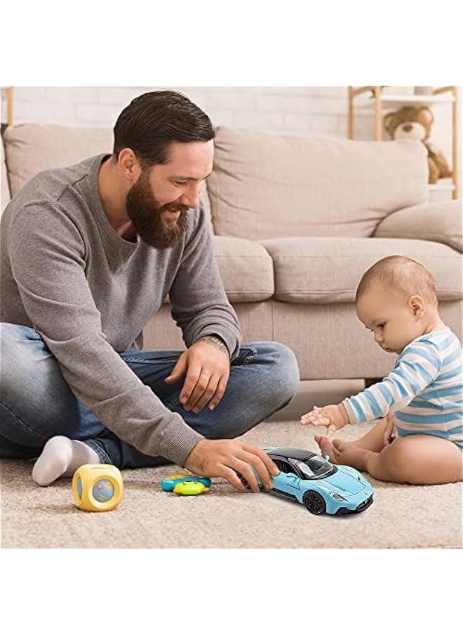 1:24 Maserati MC20 Model Car Toy Diecast Toy Cars, Zinc Alloy Pull Back Toy car with Sound and Light for Kids Boy Girl Gift，Birthday Presents, Collectibles. (Blue)