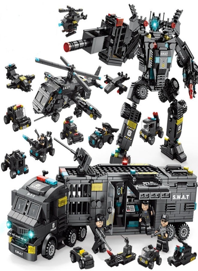 51 in 1 Transformable Robots,Police Series Building Blocks,Kid Puzzle Toy