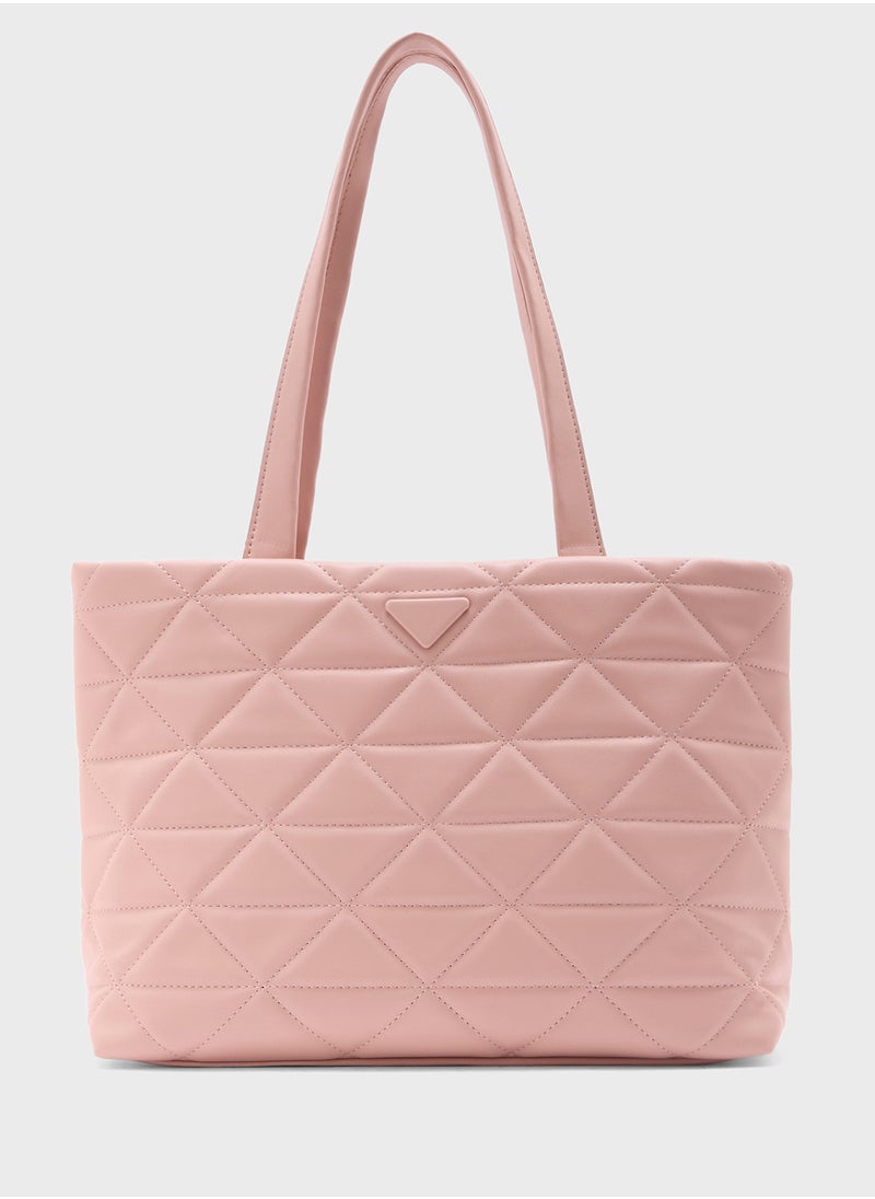 Quilted Geometric Texture Tote Bag