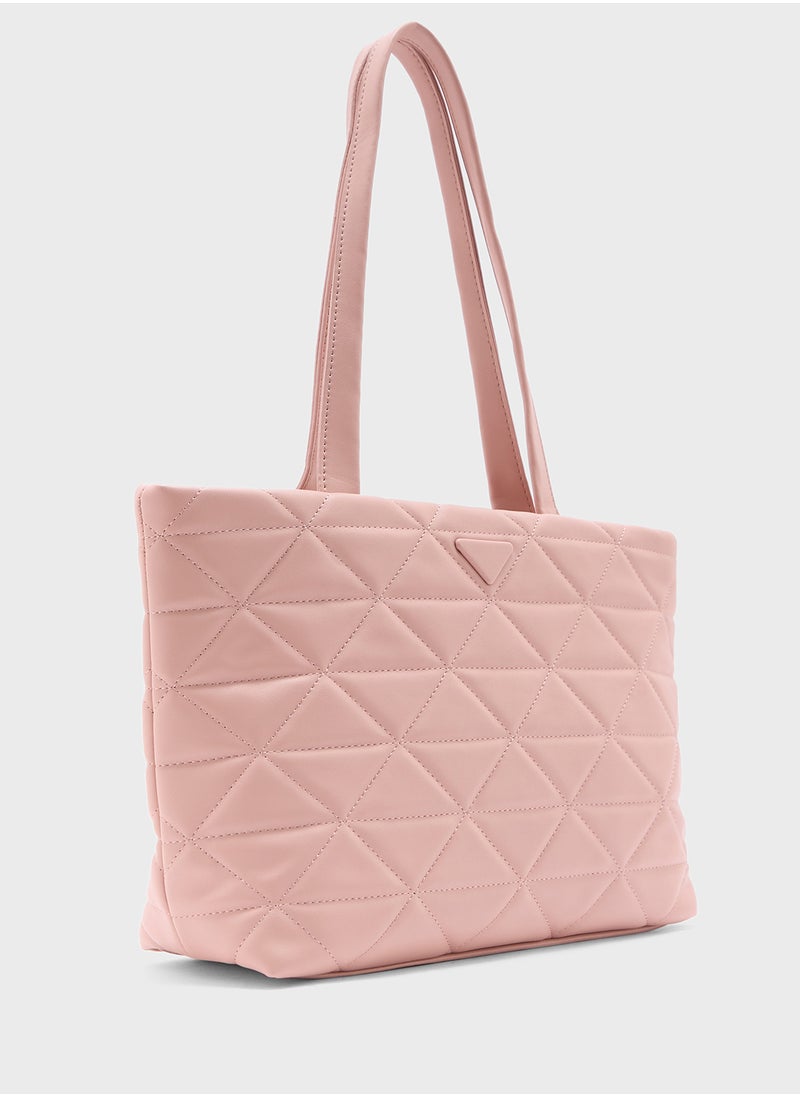 Quilted Geometric Texture Tote Bag