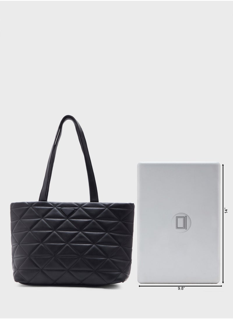 Quilted Geometric Texture Tote Bag