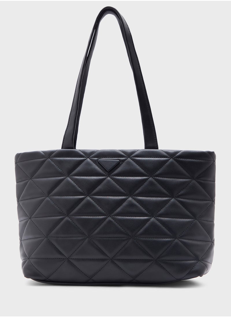 Quilted Geometric Texture Tote Bag