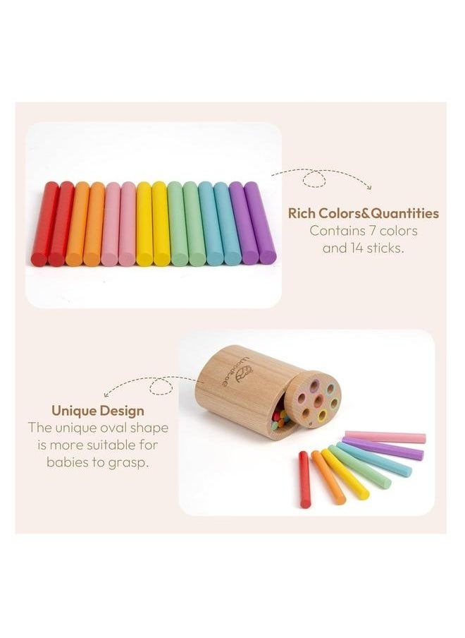Wooden Montessori Sticks Toys for Kids, 7 Colors Toddler Learning 1-3 Year Old, Natural Wood Educational Sorting Toy, Sensory Travel Game Birthday Boys Girls Aged 1+