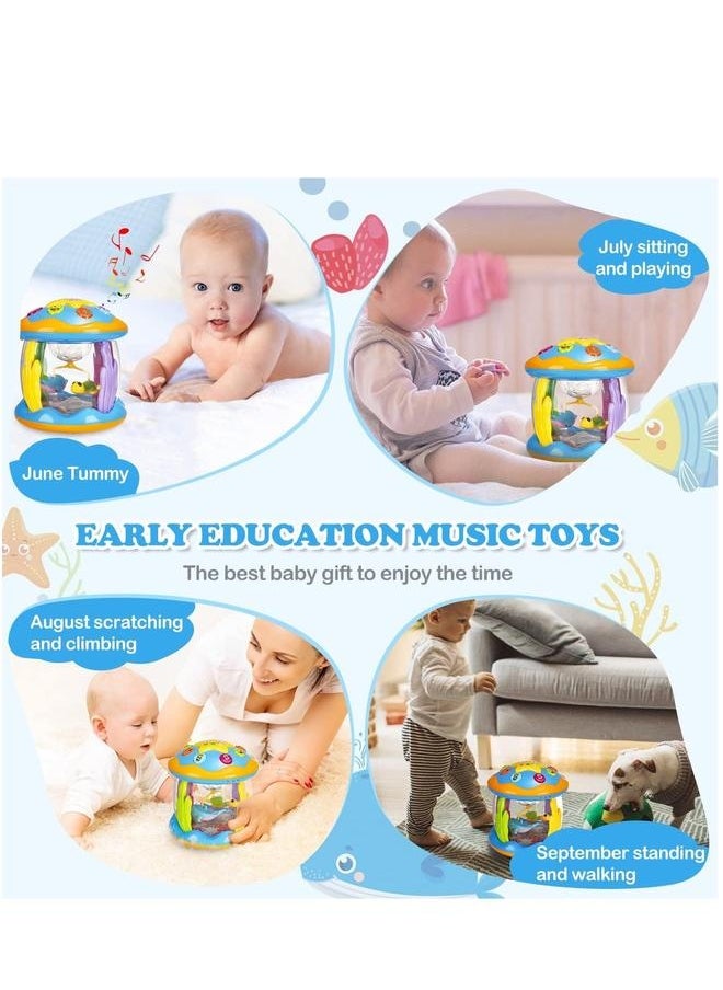 Baby Toys 6 to 12 Months, Sensory for 1 2 3 Year Old Boys Girls, Early Learning Musical Toddler, Ocean Projector Light Up with Music, Educational Toy Birthday Gifts