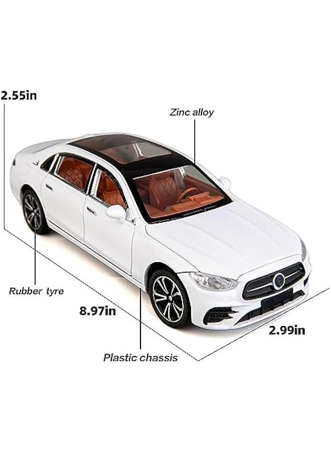 1/24 Benz E300 Model Car,Zinc Alloy Pull Back Toy Diecast Toy Cars with Sound and Light for Kids Boy Girl Gift(White)