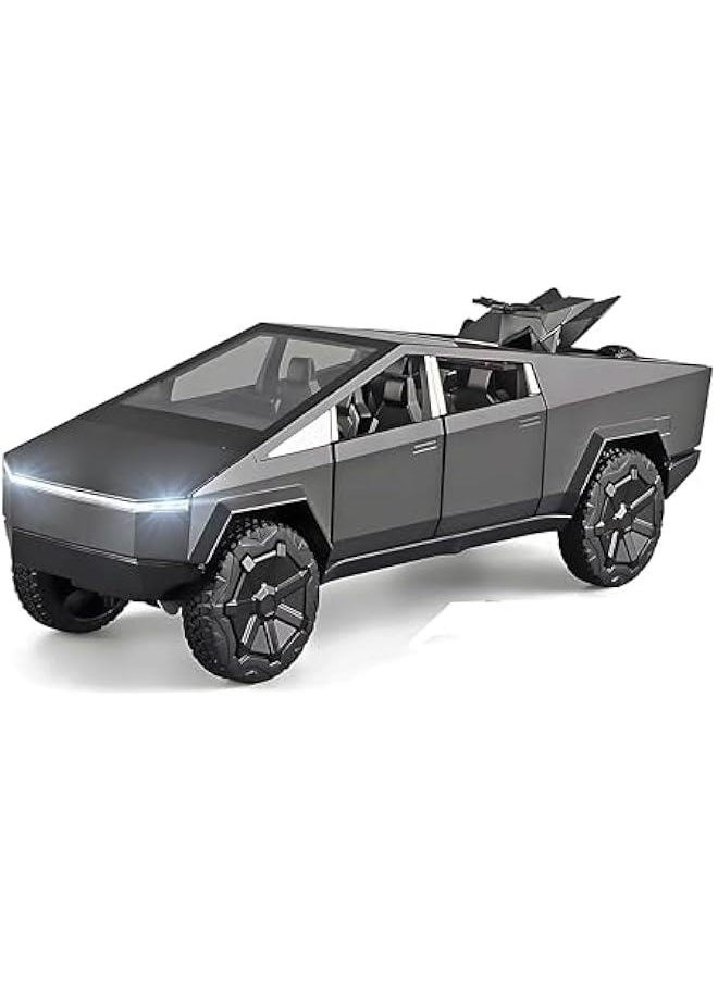 Model y Cybertruck Toy Trucks Alloy Die Casting Model Pickup Truck 1/24 Toy Race Car with Cyberquad -Sound and Light Effect Ideal Gift Age for 6 Year Up