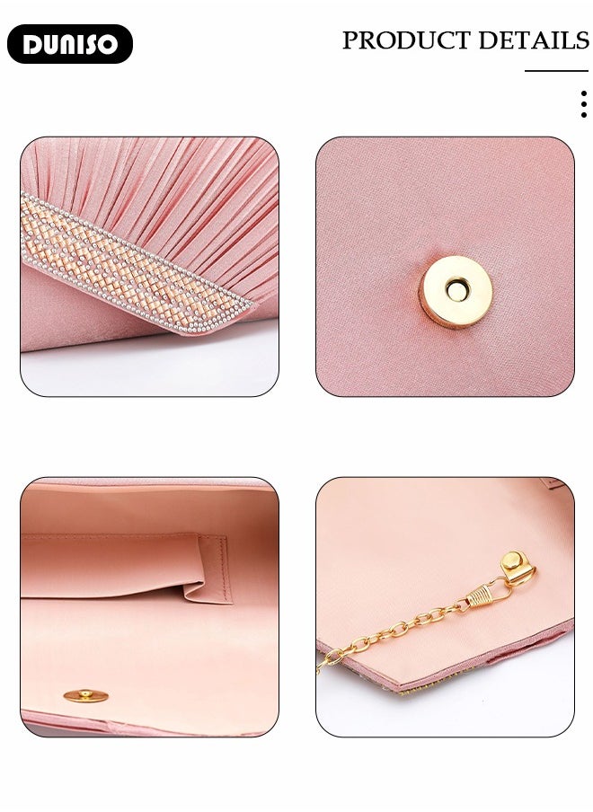 Diamond Evening Bag for Women Ladies Clutch Purse Sparkling Envelope Evening Bag Chain Purse Formal Cocktail Party Handbag Dress Bride Wedding Prom Party