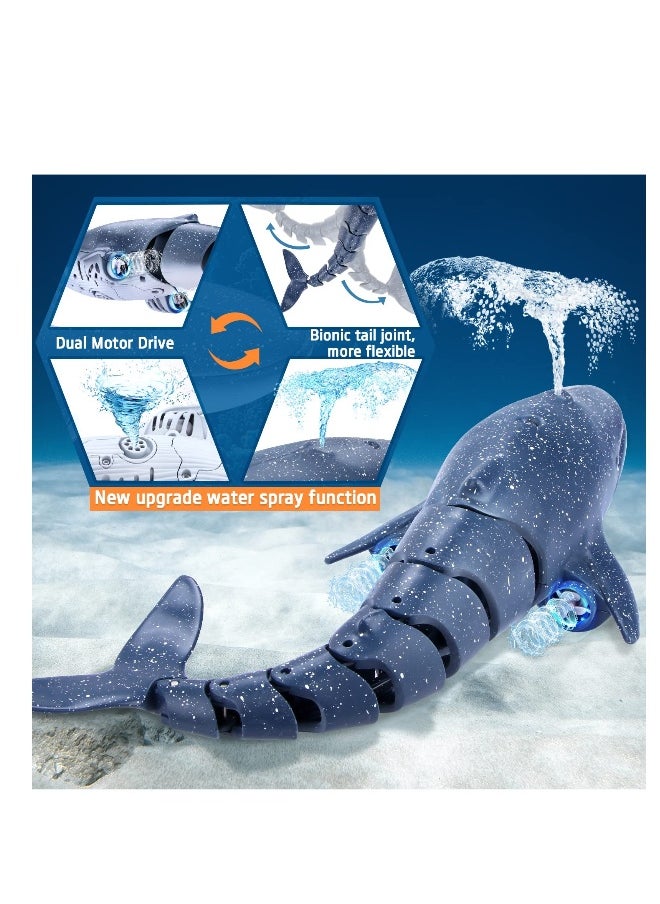 New Upgraded Remote Control Shark Pool Toys, Outdoor RC Boat Water Toys, Swimming Pool Shark Spray Water Toys, for Kids Age 8-12, 6+ Year Old Boys u0026 Girls (2 x Batteries)