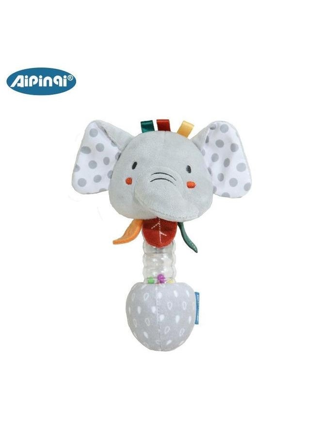 Aipinqi Baby Soothing Plush Toy with Colorful Beads Handheld Rattles for 0-1 Year Old Visual And Auditory Stimulation Nordic Elephant Hand Stick