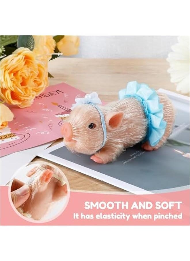Silicone  Silicone let with Nursing Bottle and Clothing Accessories 5 Inch Lifelike Animal  Doll Cute Realistic Miniature Reborn Interesting Full Silicone Body  Toys (A)