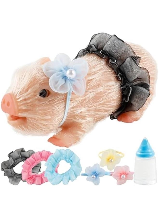 Silicone  Silicone let with Nursing Bottle and Clothing Accessories 5 Inch Lifelike Animal  Doll Cute Realistic Miniature Reborn Interesting Full Silicone Body  Toys (A)