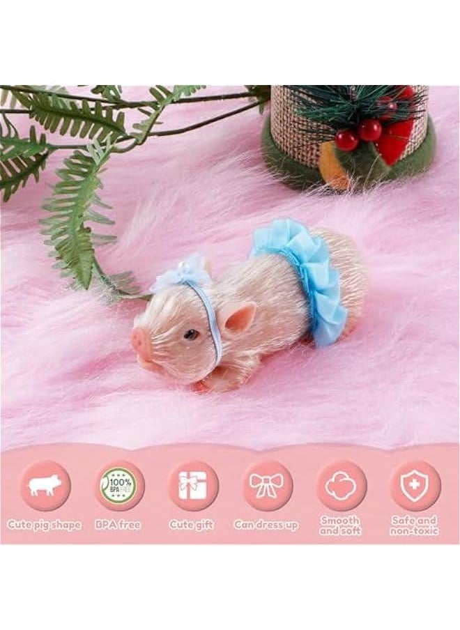 Silicone  Silicone let with Nursing Bottle and Clothing Accessories 5 Inch Lifelike Animal  Doll Cute Realistic Miniature Reborn Interesting Full Silicone Body  Toys (A)