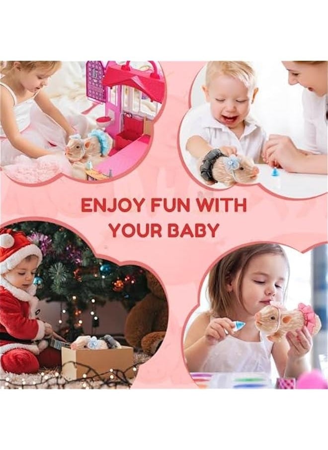 Silicone  Silicone let with Nursing Bottle and Clothing Accessories 5 Inch Lifelike Animal  Doll Cute Realistic Miniature Reborn Interesting Full Silicone Body  Toys (A)