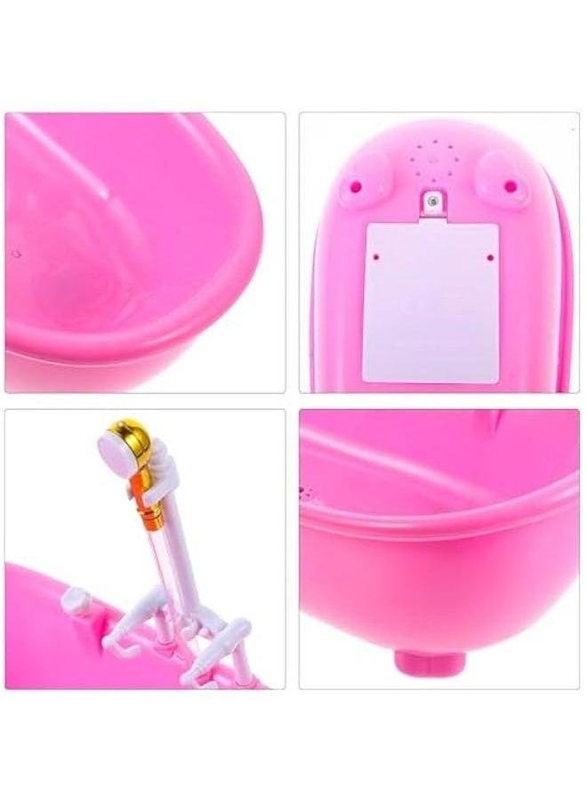 Toy Bathtub for Dolls, Baby Doll Real Working Bath Set Electric with Shower and Faucet Pretend Play Water Accessories Fits Most Dolls ​Up to 12''