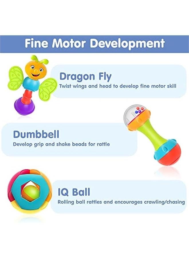10pcs Baby Rattles Toys Set, Infant Grab Shake Rattle, Easy Hold Sensory Teether, Babies Development Learning Music Toy, Newborn Shower Birthday Gift 1 2 3 4 5 6 7 9 10 12 Month Boy Girl