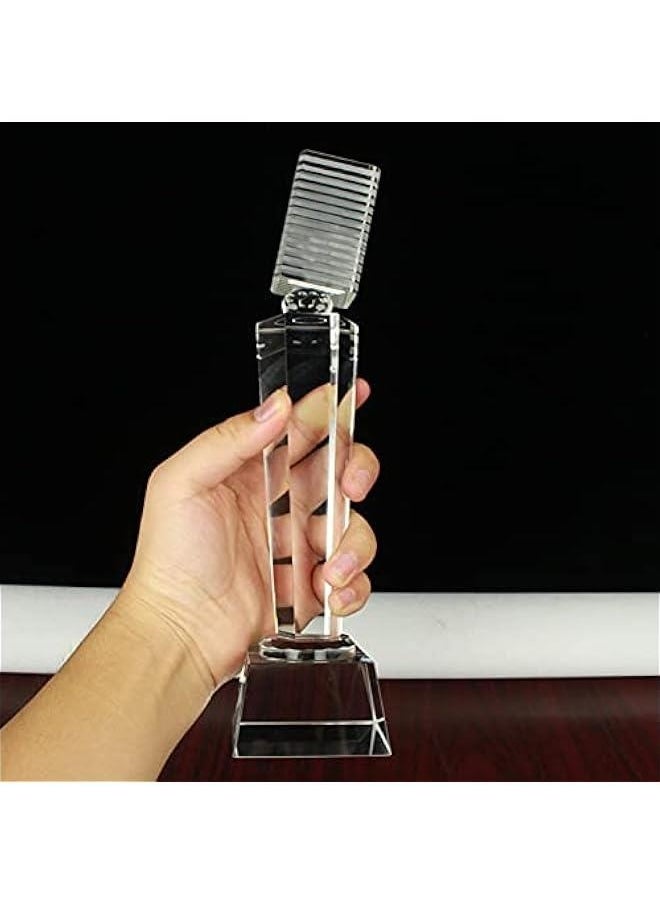 1pc Fancy Crystal Music Voice Cup Figurines Microphone Award Trophy Crystals Statue for Singing Souvenir Gifts