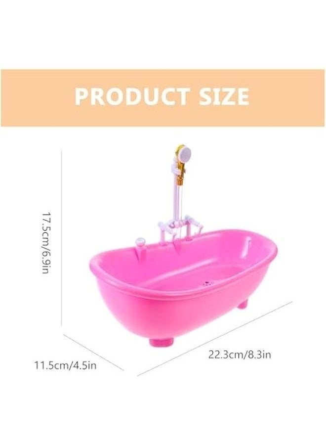 Toy Bathtub for Dolls, Baby Doll Real Working Bath Set Electric with Shower and Faucet Pretend Play Water Accessories Fits Most Dolls ​Up to 12''