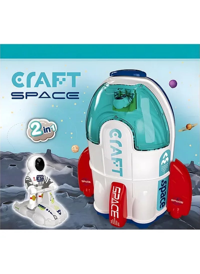 2-in-1 Educational Space Rocket Toy – Kids Airship Exploration & Pretend Play Set – Pack of 1 (Color May Vary)
