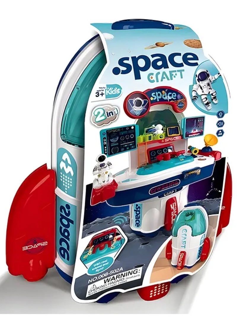 2-in-1 Educational Space Rocket Toy – Kids Airship Exploration & Pretend Play Set – Pack of 1 (Color May Vary)