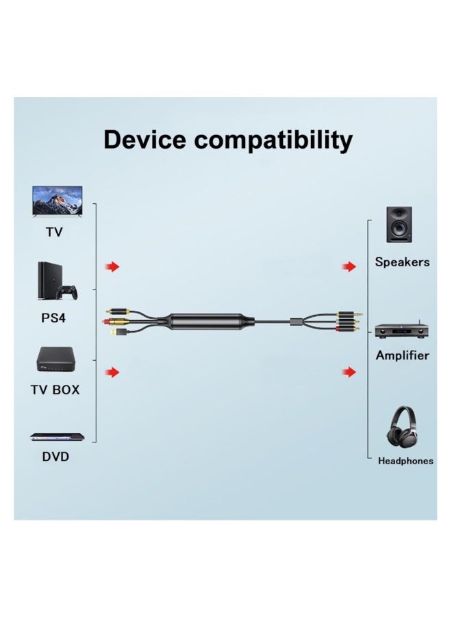 AV300 Digital to Analog Audio Conversion Cable, Digital SPDIF/Optical u0026 Coaxial to Analog L/R RCA u0026 3.5mm AUX Stereo Audio Cable for Xbox/ for PS4/ for PS5/ TV/ Home Stereo (3M)