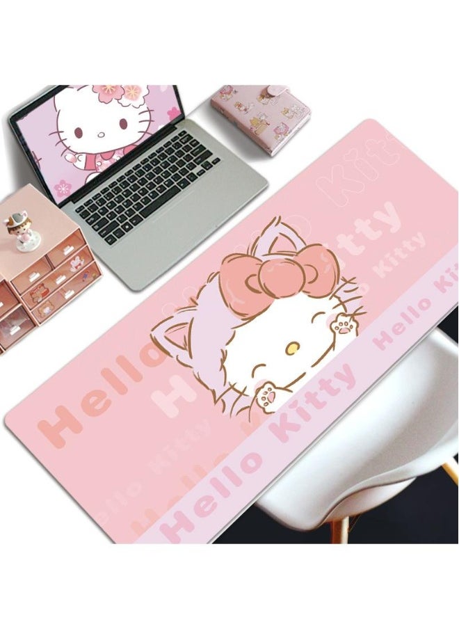 Hello Kitty Gift For Girls Gaming Mouse Pad Extended Large Mat Desk Pad Stitched Edges Mousepad Long Mouse Pad And Non-Slip Rubber Base Mice Pad 800X300X4mm