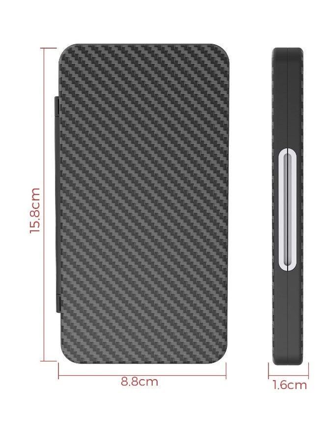 Game Card Case for Nintendo Switch OLED Game Card Micro SD Memory Cards with 24 Game Card Slots and 24 Micro SD Card Slots,Carbon Fibre Surface Shell Silicone Lining Portable Cartridge Storage Box