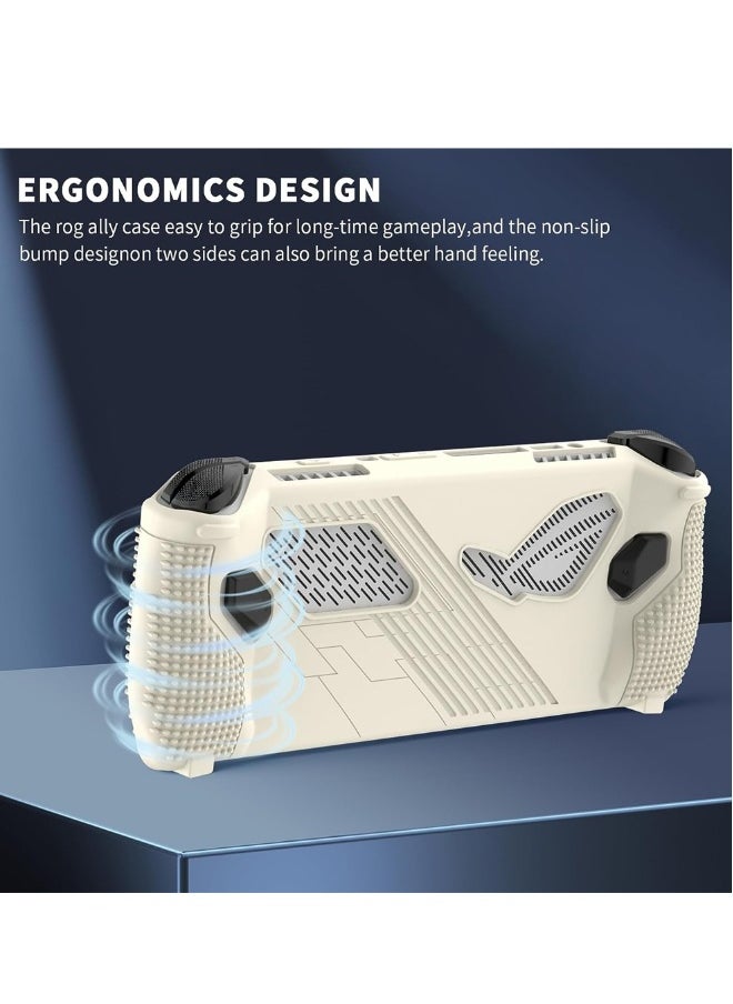 for Rog Ally Stand Protective Case Silicone Accessories Protector Full Protection Kickstand Anti-Scratch Drop-Proof Non-Slip Full Protective Rog Ally Case with 2 Pair Thumb Grips