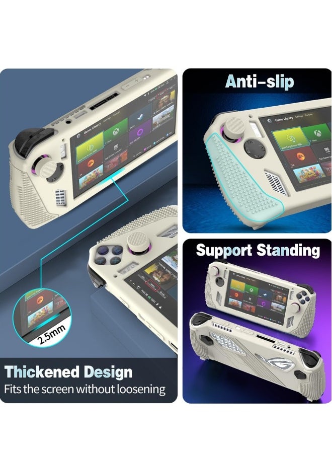 for Rog Ally Stand Protective Case Silicone Accessories Protector Full Protection Kickstand Anti-Scratch Drop-Proof Non-Slip Full Protective Rog Ally Case with 2 Pair Thumb Grips