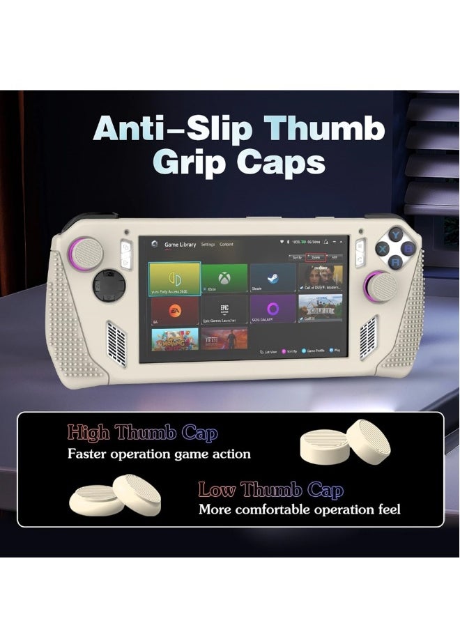 for Rog Ally Stand Protective Case Silicone Accessories Protector Full Protection Kickstand Anti-Scratch Drop-Proof Non-Slip Full Protective Rog Ally Case with 2 Pair Thumb Grips