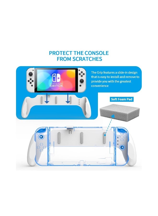 Switch OLED/Switch Dockable Hand Grip, Comfort Handheld Fit for Switch OLED/Switch with Specially Ergonomic Design Compatible with Nintendo Switch Grip, Supports to Connect to The TV(White)
