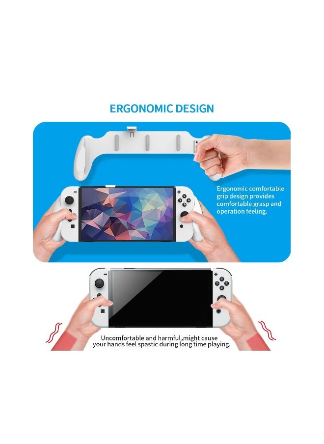 Switch OLED/Switch Dockable Hand Grip, Comfort Handheld Fit for Switch OLED/Switch with Specially Ergonomic Design Compatible with Nintendo Switch Grip, Supports to Connect to The TV(White)
