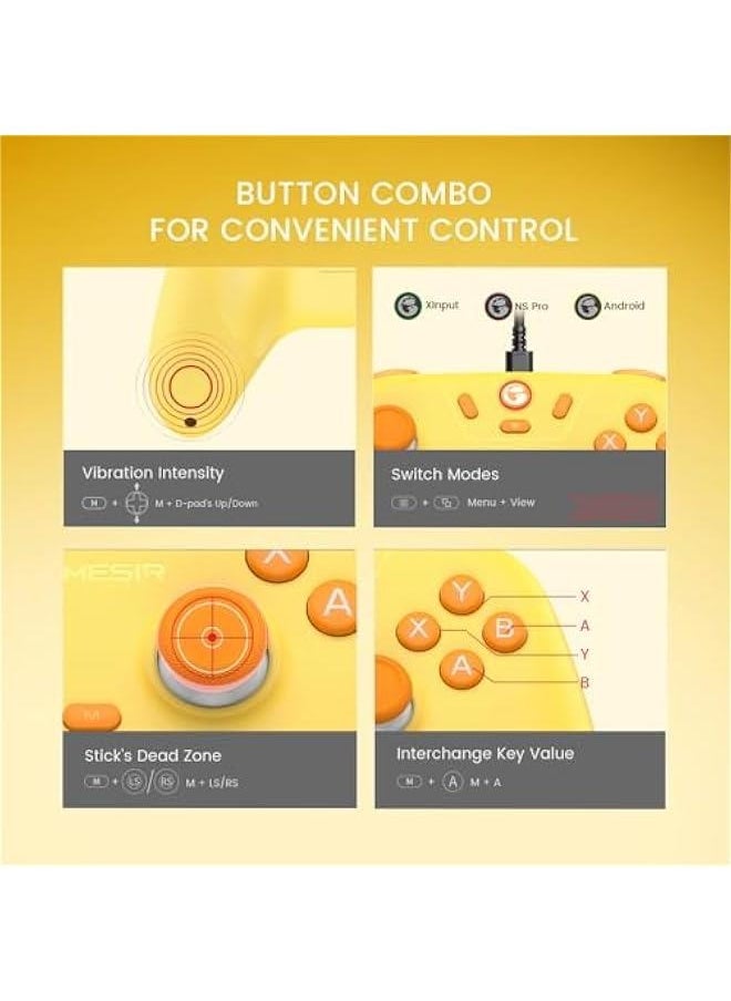 Nova Lite 2.4g Wireless Controller for Windows PC, iPhone, Android, Switch & Steam Deck, Bluetooth Controller Gamepad with Hall Effect Trigger,Turbo,Rumble Vibration (Yellow)