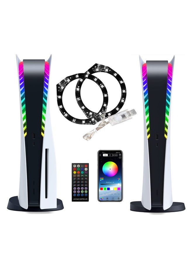 PS5 Slim Console Decorative Lights Seven Colors Colorful Luminous Atmosphere Marquee Ring Bar Remote Control Gaming Accessories