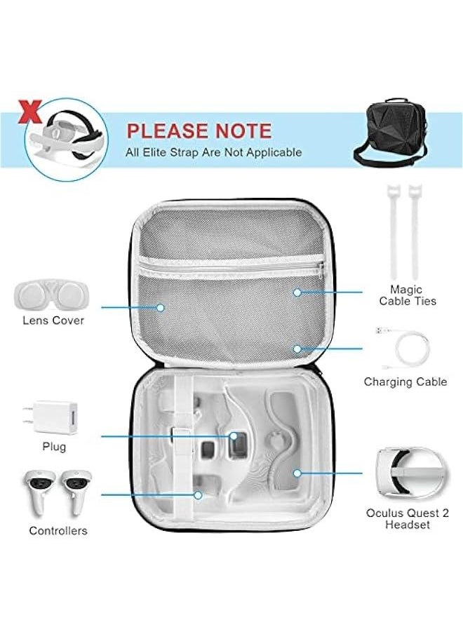 Case for Quest 2  Carrying Case for Quest 2 Hard Shell Travel Protective Case for VR Gaming Headset and Touch Controllers Carrying Bag with Lens Protector for Quest 2 Accessories