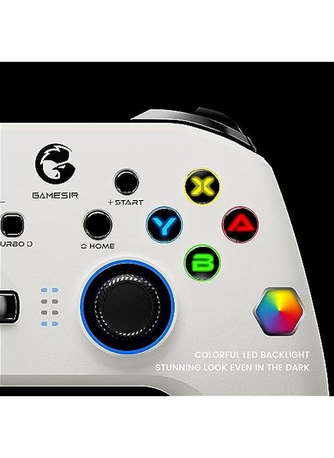 T4 Pro Wireless Gaming Controller for Switch/Windows PC/Android/iPhone,Switch Controller with 4 Programmable Butoons,Dual-Vibration and Turbo Gamepad Joystick with LED Backlight(T4 pro White)