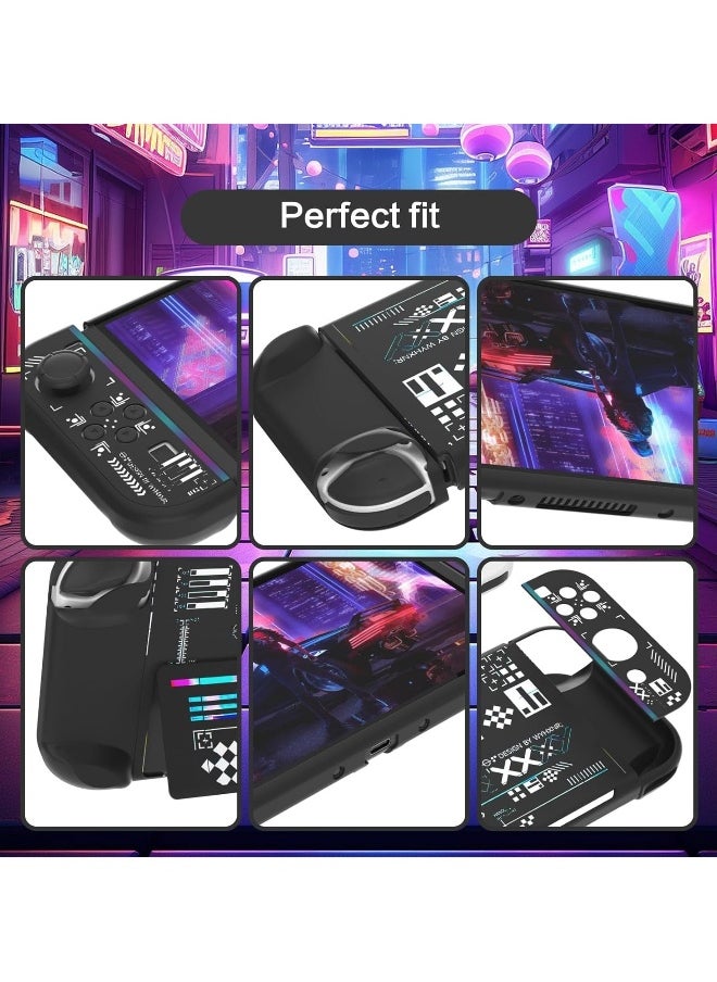 Cases compatible with Nintendo Switch OLEDs, Cool Printstream Hard Black Cases, NS OLED Model Shock and Scratch Resistant Cases
