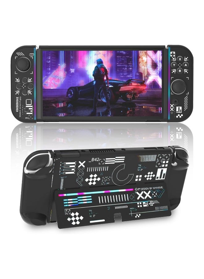 Cases compatible with Nintendo Switch OLEDs, Cool Printstream Hard Black Cases, NS OLED Model Shock and Scratch Resistant Cases