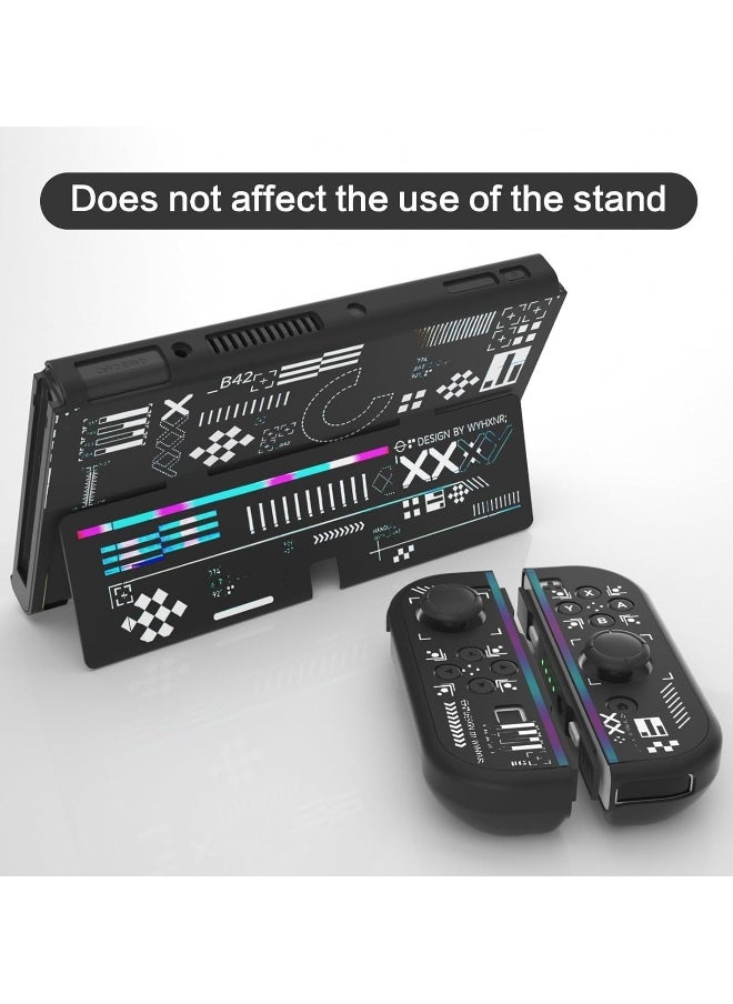 Cases compatible with Nintendo Switch OLEDs, Cool Printstream Hard Black Cases, NS OLED Model Shock and Scratch Resistant Cases