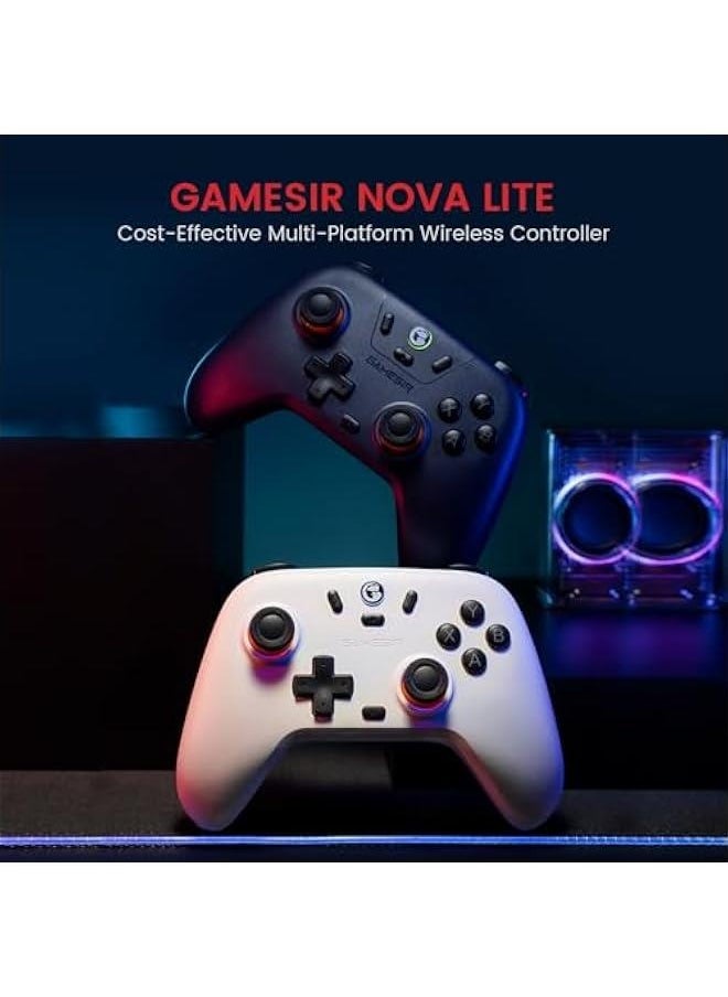 Nova Lite 2.4g Wireless Controller for Windows PC, iPhone, Android, Switch & Steam Deck, Bluetooth Controller Gamepad with Hall Effect Trigger,Turbo,Rumble Vibration(White)