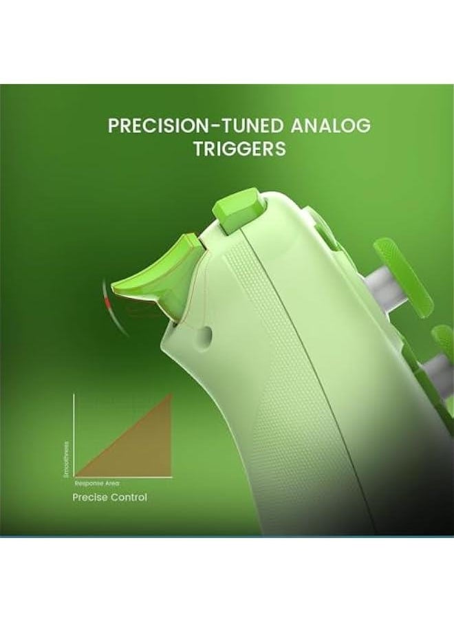 Nova Lite 2.4g Wireless Controller for Windows PC, iPhone, Android, Switch & Steam Deck, Bluetooth Controller Gamepad with Hall Effect Trigger,Turbo,Rumble Vibration (Green)