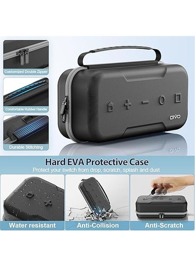 Switch OLED Carrying Case Compatible with Switch/OLED Models, Portable Switch Travel Case for Joy-Con and Adapter, Hard-shell Protective Switch Bag, 20 Games Playable, Gray