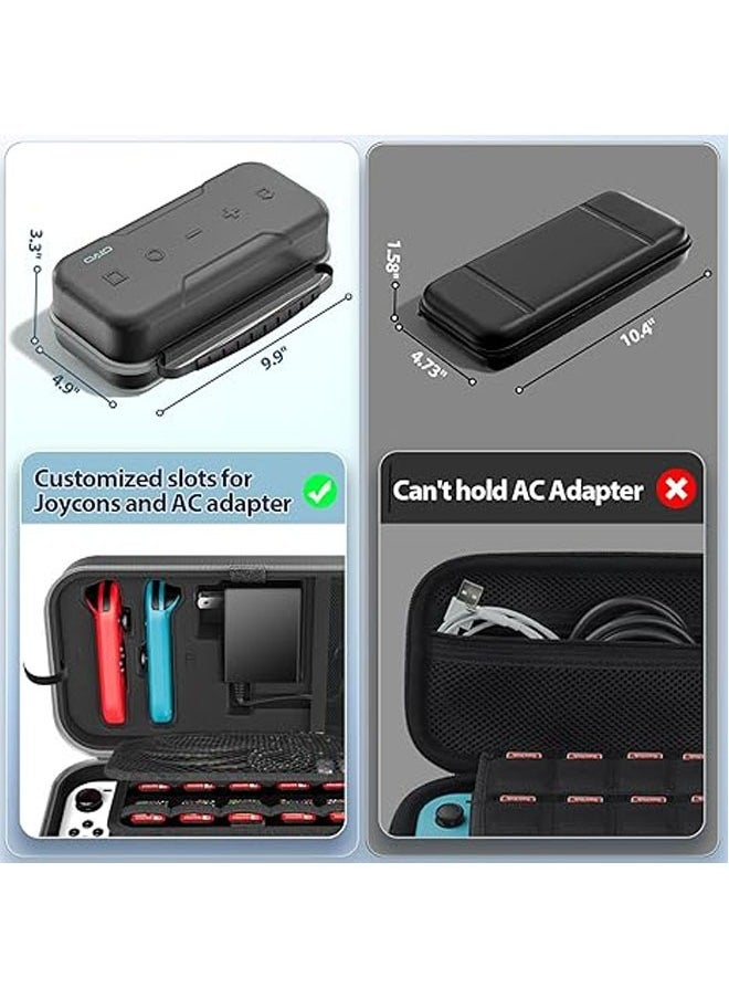 Switch OLED Carrying Case Compatible with Switch/OLED Models, Portable Switch Travel Case for Joy-Con and Adapter, Hard-shell Protective Switch Bag, 20 Games Playable, Gray