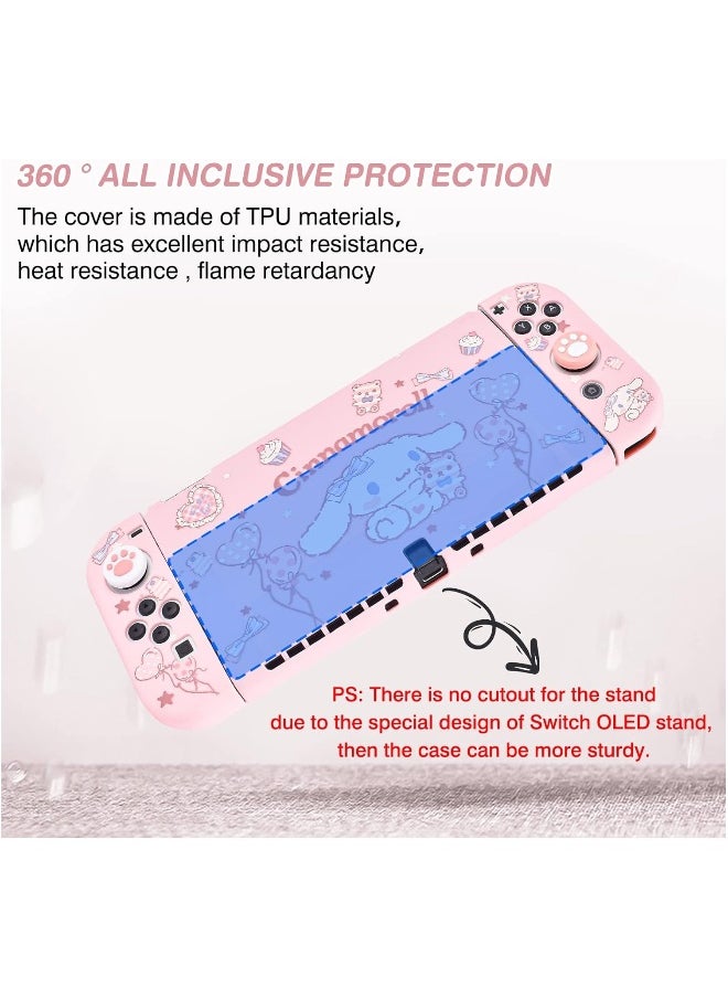 For Nintendo Switch OLED TPU Case with 4 Thumb Grips, Shock and Scratch Resistant Design, Switch OLED2021 Accessory