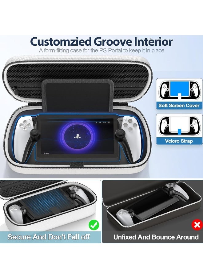 PS Portal Case is compatible with Playstation Portal Remote Player, carrying case for PlayStation Portal, hard travel case with zippered pocket for PS5 Portal accessories