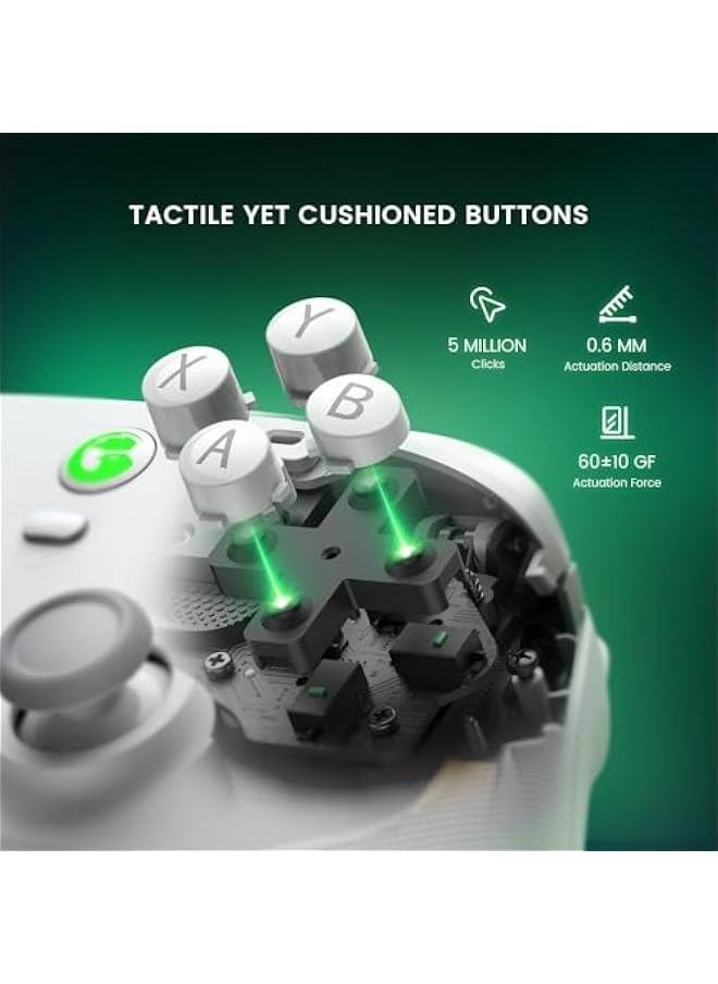 T4 Cyclone Pro Wireless Pro Controller for Switch/Lite/OLED, Hall Effect Controller (No Drifting) for Windows PC, Switch, Steam Deck, Android & iOS (White)