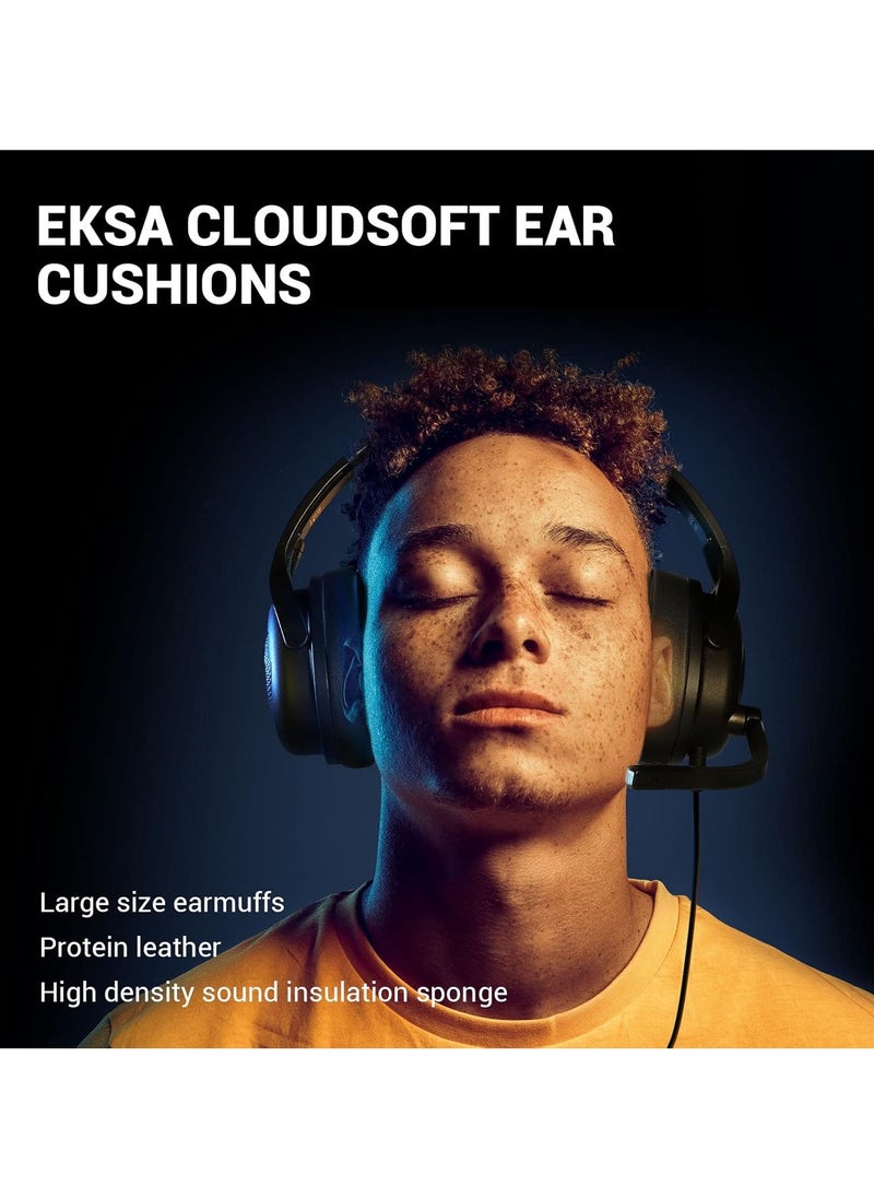 EKSA E4 AirComfy Headsets with Microphone Noise Cancelling, Over-Ear PC Headphones, Crystal Clear Surround Sound 263g Ultra Lightweight 3.5mm Wired Computer Headset